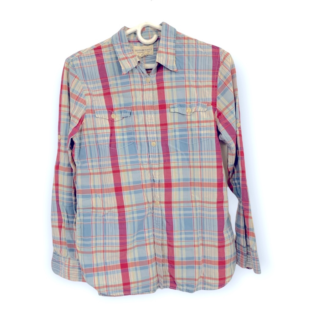 Ralph Lauren Denim & Supply | Small Plaid Sky Blue Dark Pink | Button Down